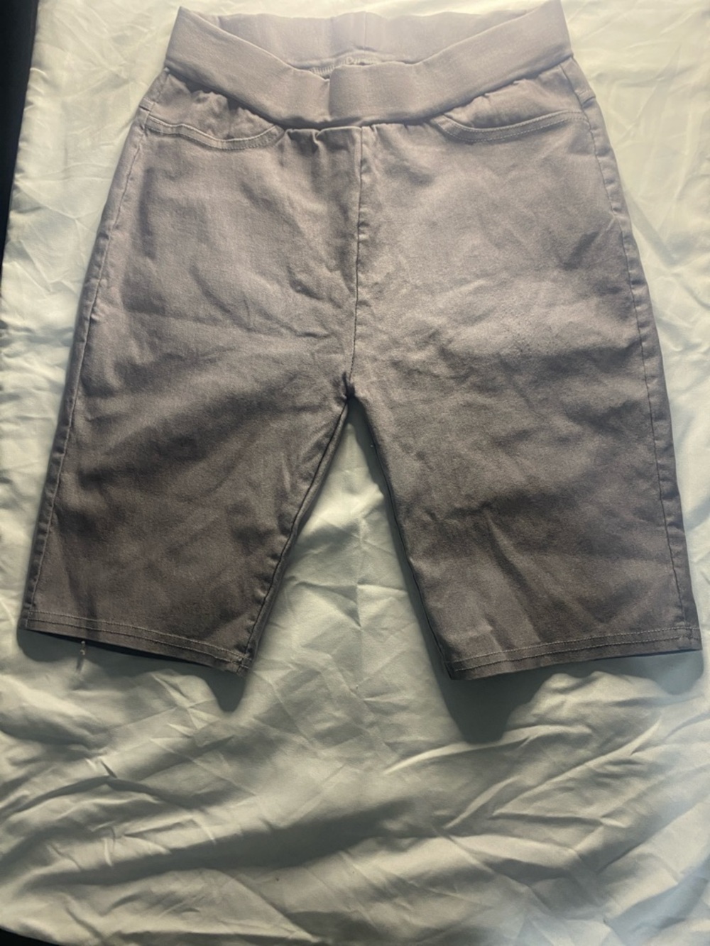 Women Gray Elastic-Waist Shorts